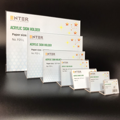 Kệ mica 1 mặt Enter F03-L 150x100mm A6 ngang, Kệ menu chữ L, Khung thông tin sản phẩm, Khung bảng giá, Kệ trưng bày để bàn