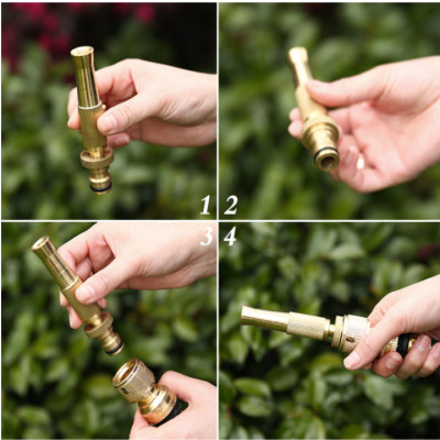 Bộ dây vòi xịt nước rửa xe,tưới cây,loại 3m,5m 206587 đầu đồng,cút đồng,nối nhựa vàng