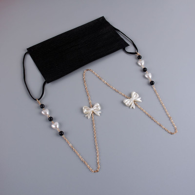 Dây đeo kính chống rơi mất thất lạc ngọc trai và trái tim phong cách Hàn Quốc