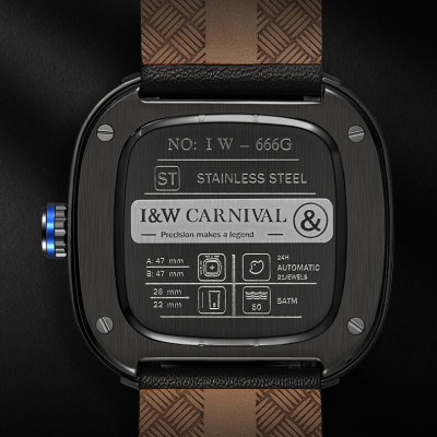 Đồng hồ nam chính hãng IW CARNIVAL IW666G-2 Kính sapphire ,chống xước,Chống nước ,Bảo hành 24 tháng,Máy cơ (Automatic),Dây da cao cấp,thiết kế lộ cơ thể thao