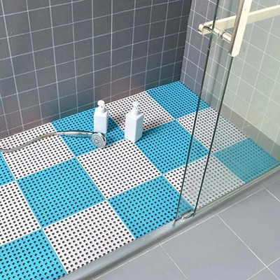 Combo 6 Tấm Thảm Nhựa Chống Trơn Trượt Nhà Tắm Lỗ Ghép Kháng Khuẩn GROFA (Giao Màu Ngẫu Nhiên )