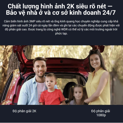 Camera ngoài trời Xiaomi AW300 2K (2304×1296P) IP65, Khẩu độ lớn F2.0 Chuẩn nén H.265, Bản quốc tế - Hàng chính hãng
