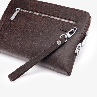 Clutch Cầm Tay Nam Da Bò Saffiano Chà Nâu CK11