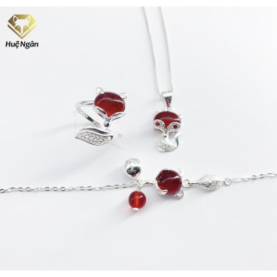 Combo dây chuyền, lắc chân và nhẫn bạc Ý 925 Huệ Ngân - Hồ ly may mắn PP1561-RYBJ50085-RR1618