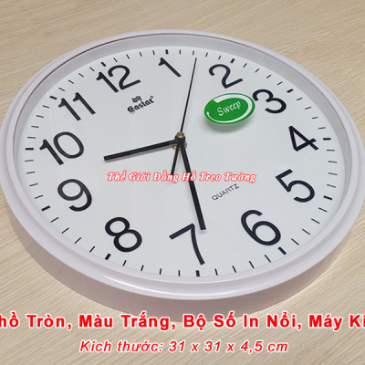Đồng hồ Treo Tường Cao cấp KIM TRÔI EASTAR Tròn 31cm - Số Nổi 3D - Tặng Pin Maxell - BH 1 Năm