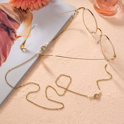 Phụ kiện kính chuỗi đeo kính ấn tượng phong cách Hàn Quốc mix đá và ngọc trai abs