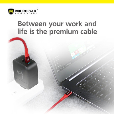 Cáp Sạc MicroPack POWER LINK MC-CC23 Sạc Nhanh USB-C to C Dòng Điện Tối Đa 3A Dệt Bằng Sợi Kevlar Siêu Bền Hàng Chính Hãng