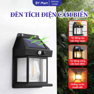 Đèn sân vườn năng lượng mặt trời cảm biến chuyển động, cảm biến ánh sáng tự động bặt tắt, đèn mặt trời