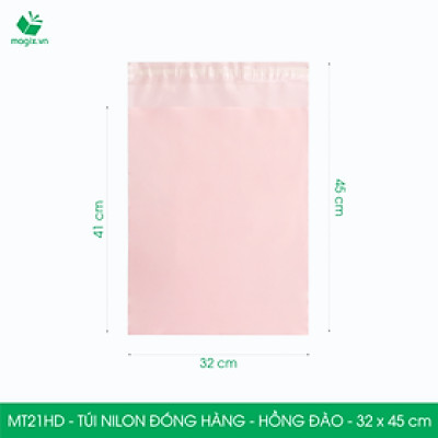 MT21HD - 32x45 cm  - Túi nilon gói hàng - 300 túi niêm phong đóng hàng màu hồng đào