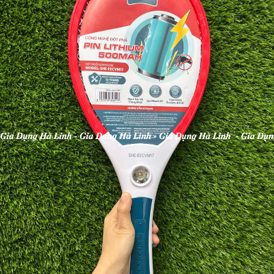 Vợt Muỗi Sunhouse SHE-EECVM17, SHE-EECVM18, Pin Lithium 500mAh siêu bền, Bảo hành 12 tháng