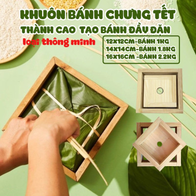 Bộ Khuôn Gỗ Gói Bánh Chưng Thành Cao Tạo Bánh Dày Dặn Đủ Kích Thước