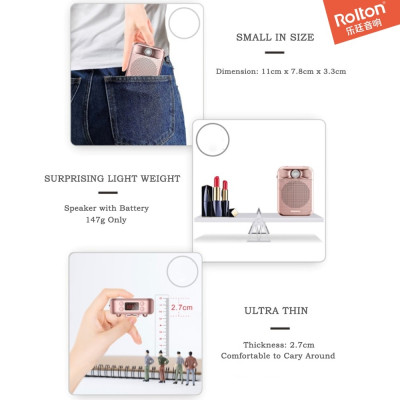 Loa trợ giảng ROLTON K700 – Công suất 5W, Tần số rộng, Kết nối đa dạng Bluetooth 5.0 Thẻ nhớ microSD FM, Pinlithum dung lượng lớn, Sạc nhanh, Âm thanh chuyên nghiệp, Thiết kế nhỏ gọn, Giảng dạy, Hướng dẫn viên, Bán hàng, Hội thảo - Hàng nhập khẩu