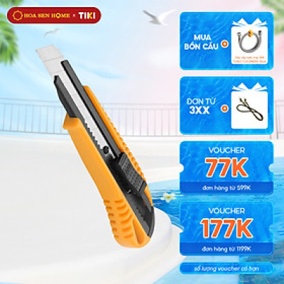 Dao rọc giấy cán nhựa 30001 TOL lưỡi thép không gỉ, khóa an toàn, kích thước 18mmx100mm - Hoa Sen Home - Hàng chính hãng