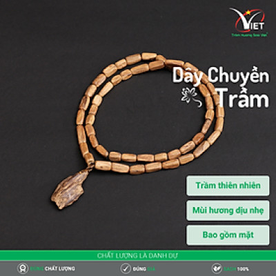 Dây Chuyền Trầm Hương Thiên Nhiên Kiểu Đốt Trúc Thô