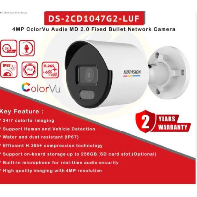 Camera IP COLORVU Lite có màu ban đêm, hỗ trợ đèn sáng 30m, tích hợp micro, 4.0MP HIKVISION DS-2CD1047G0-LUF(C) (Hàng chính hãng)