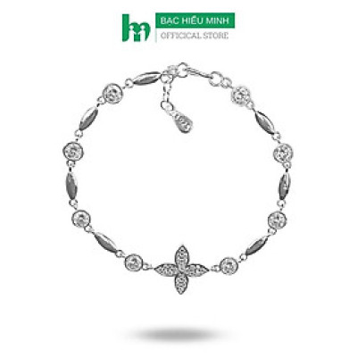 Vòng , Lắc Tay Nữ Bạc 925 Hoa 4 Cánh Đính Đá Cao Cấp Bạc Hiểu Minh LTU578