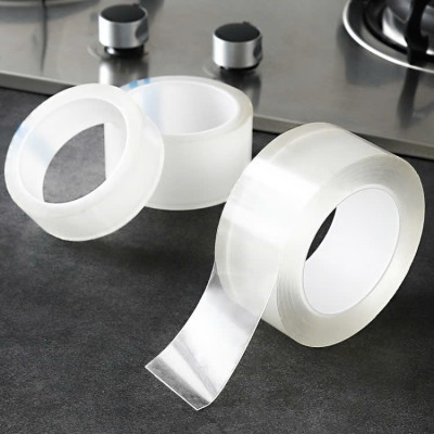 Cuộn băng keo trong suốt đa năng dán siêu dính trên mọi bề mặt, keo nano 2 mặt chống thấm tiện lợi dài 3cmx5m Cuộn keo chống thấm nhà bếp trong suốt