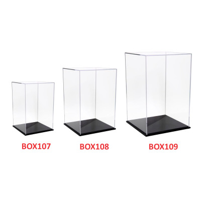 Hộp mica Enter BOX108 15x15x25cm mica dày 2mm, đế đen 5mmx2 chữ nhật đứng, Hộp trưng bày mô hình, Hộp mica trong chống bụi