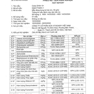 Sữa bột Colos DHA+ 0+ / hộp 800g