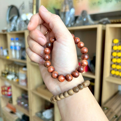 Vòng tay gỗ nu huyết Long - size 10li - Thấu quang - Mùi thơm vĩnh viễn