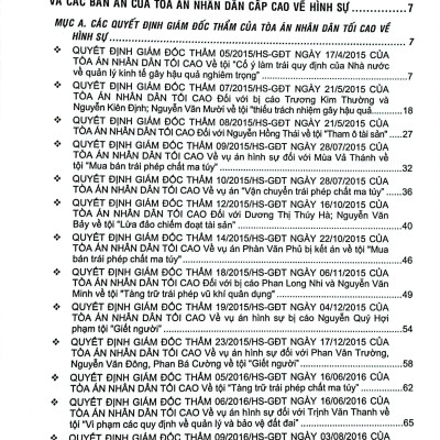 Tuyển Chọn Quyết Định Giám Đốc Thẩm Và Bản Án Của Tòa Án Nhân Dân Tối Cao Và Tòa Án Nhân Dân Cấp Cao Về Hình Sự, Dân Sự, Hành Chính, Lao Động Từ Năm 2015-2020