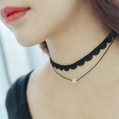 Vòng cổ choker phối hạt trắng V26