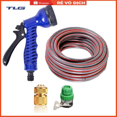 Bộ dây vòi xịt rửa xe, tưới cây, dọn dẹp nhà cửa 3-5m (cút đồng nối nhựa xanh) 206843