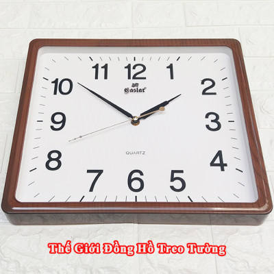 Đồng Hồ Treo Tường Cao Cấp EASTAR Viền NÂU Vân GỖ – Máy KIM TRÔI – Số Nổi 3D – Tặng Pin Maxell – BH 1 Năm