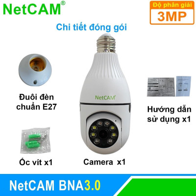 Camera IP WiFi Giám Sát An Ninh NetCAM BNA3.0, Quay quét 360 độ, Độ phân giải 3.0MP, Theo dõi hoạt động trên App ICSEE - Hàng chính hãng
