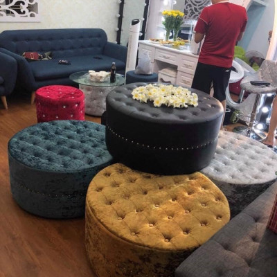 Đôn tròn Juno Sofa nhấn khuy đường kính 80 JN24