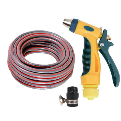 Bộ dây vòi xịt nước rửa xe,tưới cây tăng áp 3 lần 7-10m (nối nhựa đen 713-2)