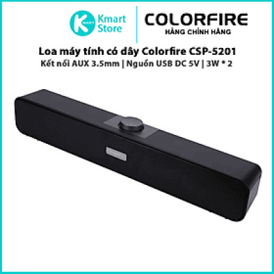 Loa máy tính Soundbar Colorfire CSP-5201 | Desktop speaker 3W x 2 | Nguồn USB , kết nối Jack 3.5 mm | Bảo hành 1 năm | Hàng Chính Hãng