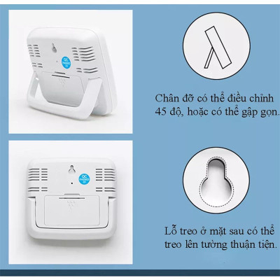 Nhiệt kế đo độ ẩm, máy đo nhiệt độ phòng cho bé - Nhiệt Ẩm Kế Điện Tử 3 Trong 1 - Thương hiệu RiBi - Hàng Chính Hãng