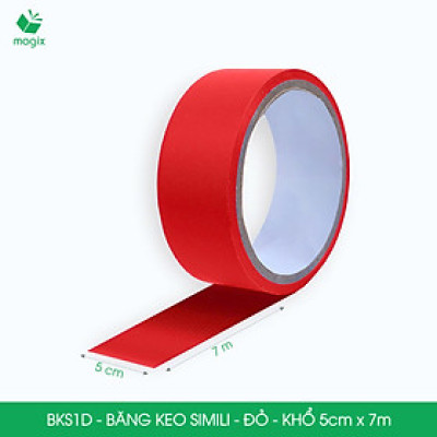 BKS1D - 3 cuộn băng keo Simili khổ 5cm x 7m - Đỏ - Băng dính dán gáy sách, đóng cuốn