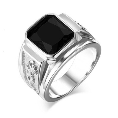 Nhẫn nam titan thép không gỉ inox cao cấp thời trang kiểu cham rồng trangsucpt đá xanh dương PTNNA250