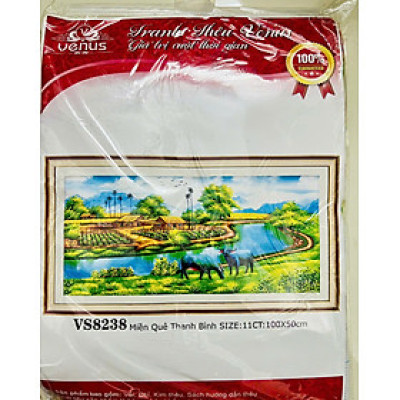 Tranh thêu chữ thập Miền quê thanh bình vs8238, kích thước 100 x 50 cm