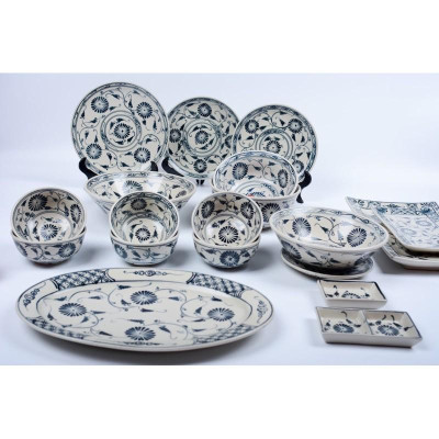 Bộ bát đĩa men rạn cổ. Gốm sứ Bát Tràng cao cấp.