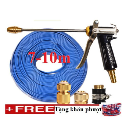 Bộ dây vòi xịt nước rửa xe, tưới cây . tăng áp 3 lần, loại 7m, 10m 206318D đầu đồng,cút đồng+ tặng khăn phượt