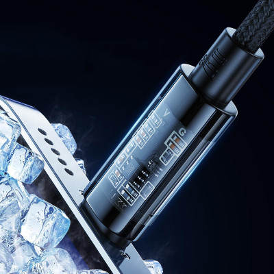 Cáp Pisen Quick Ice Cry.stal PD Type-C to L Explorer 1200mm ( QC-TC01-1200) trong suốt, dây dù chống rối, hàng chính hãng