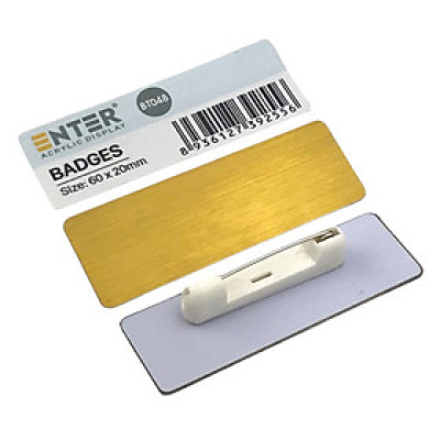Phôi thẻ tên inox Enter BT048 60x20mm vàng xước K004A (10,50) - Bịch (10)