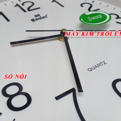Đồng hồ Treo Tường Cao cấp KIM TRÔI EASTAR Tròn 31cm - Số Nổi 3D - Tặng Pin Maxell - BH 1 Năm