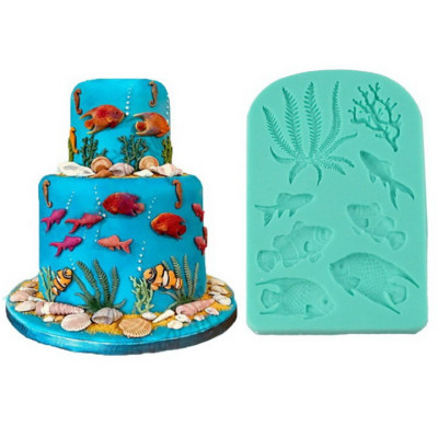 Khuôn silicon làm bánh, rau câu cá biển, san hô, rong biển - Mã số 1098