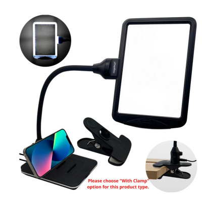 Kính lúp cao cấp để bàn đọc sách, đọc điện thoại Magnipros 1819+CP (4X, có đèn led chống chói và giảm mỏi mắt, có thể để bàn hoặc kẹp bàn)