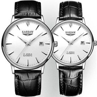 Đồng hồ đôi chính hãng KASSAW K865-2 Kính sapphire ,chống xước ,Chống nước 50m ,Bảo hành 24 tháng,Máy cơ (Automatic),dây da cao cấp, thiết kế đơn giản dễ đeo