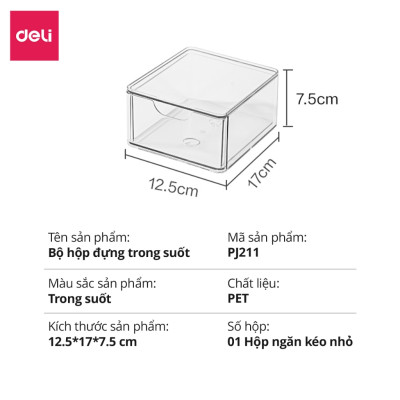 Khay Đựng Đồ Đa Năng Để Bàn Deli - Hộp Đựng Đồ Dùng Học Tập Văn Phòng Phẩm Trong Suốt - Nhiều Ngăn Có Nắp Đậy