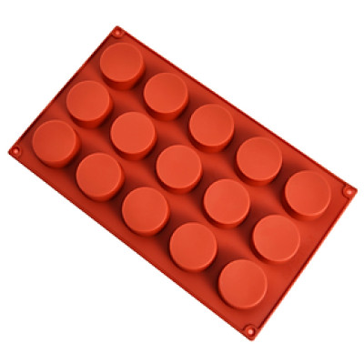 Khuôn silicon làm bánh, rau câu, bánh pudding, mousse 15 hình trụ tròn - Mã số 1016