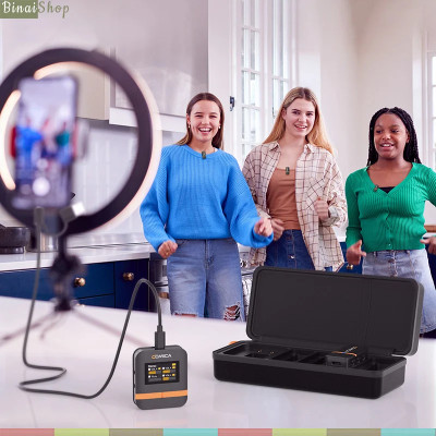 Comica Vimo Q - Bộ 4 Micro Cài Áo Không Dây 2.4GHz Cho Máy Ảnh, Điện Thoại, Sử Dụng 8 Giờ, Phạm Vi 200m - Hàng chính hãng