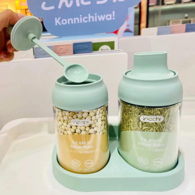 Bộ 2 lọ gia vị Tritan Yoko Hộp đựng gia vị chất liệu nhựa an toàn cho sức khỏe chuẩn xuất Nhật , EU - Tặng kèm khăn lau pakasa 