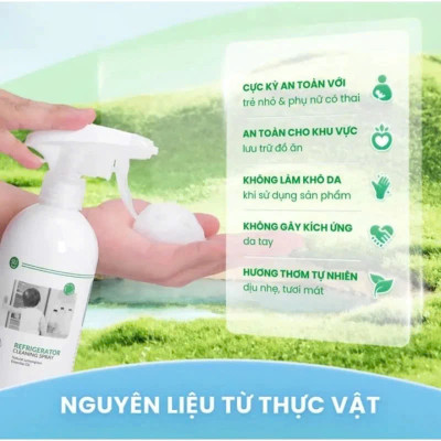 Chai Xịt Vệ Sinh Tủ Lạnh , Lò Vi Sóng 500ml Làm Sạch Những Vết Ố Lâu Ngày, Lưu Lại Hương Thơm Mát Dễ Chịu Nhanh Khô