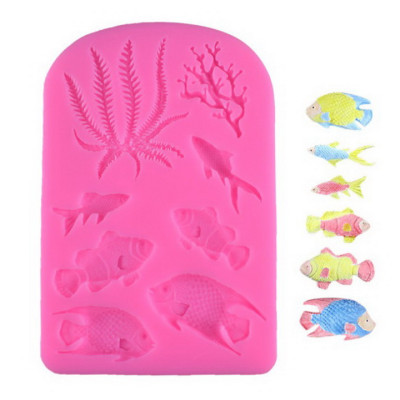 Khuôn silicon làm bánh, rau câu cá biển, san hô, rong biển - Mã số 1098